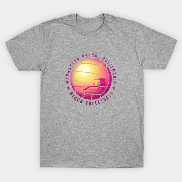 Beach Volleyball - Manhattan Beach T-Shirt by cjboco